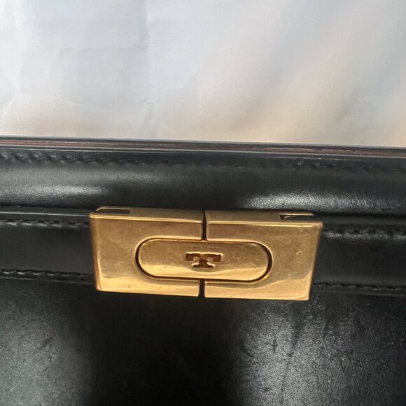 Authentic Tory Burch Lee Radziwill Black Leather Satchel Bag with Dust Bag - Picture 5 of 11